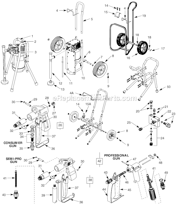 Page A Diagram and Parts List for AL245000LE  Campbell Hausfeld Paint Sprayer